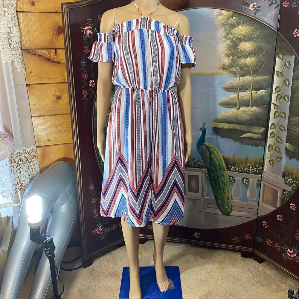 NWT So cute Romper/Dress combo Multi Striped Small